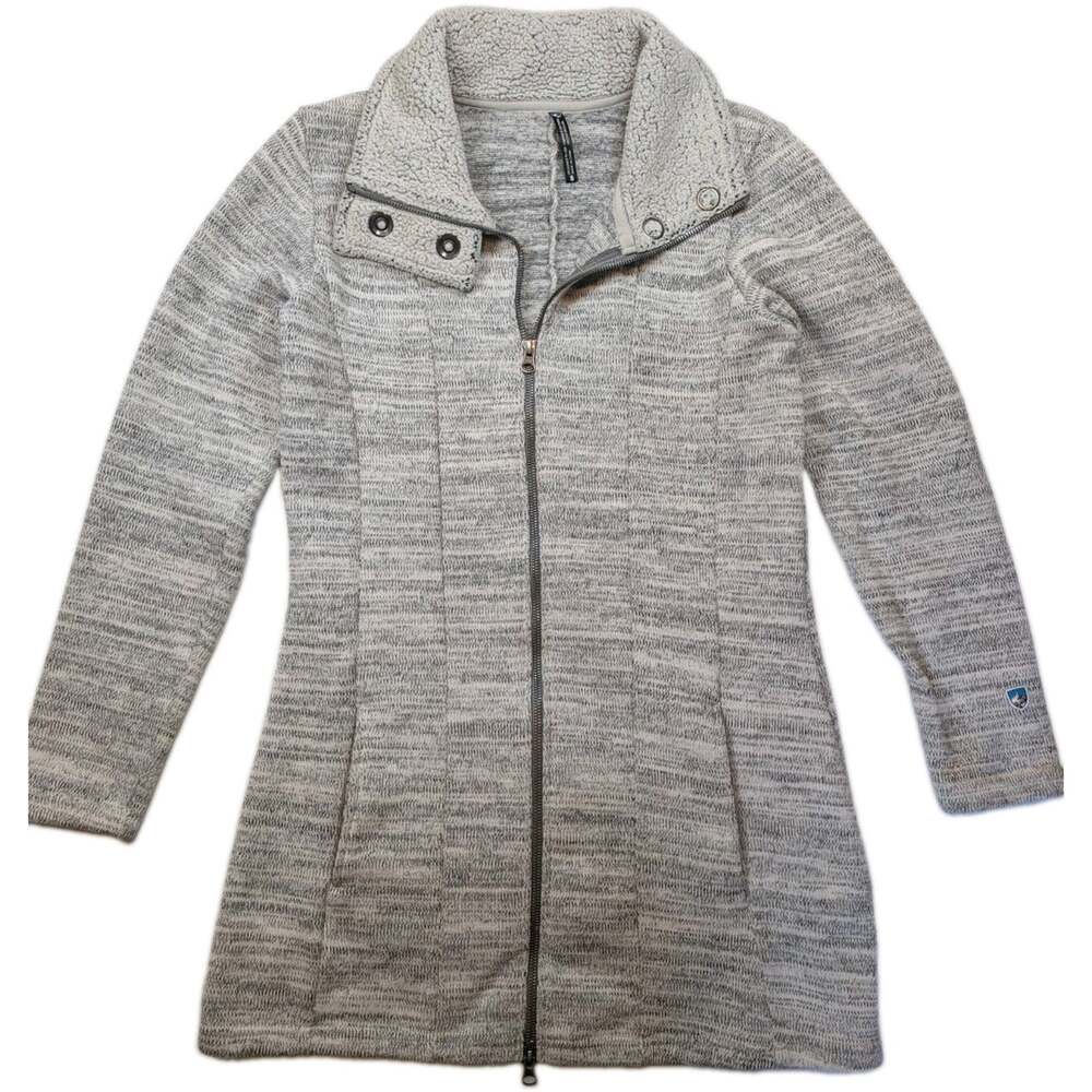 KÜHL Women's S Gray Heather Longline Sweater Fleece Full Zip Jacket Coat